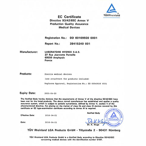 Certif CE Annex V ENG